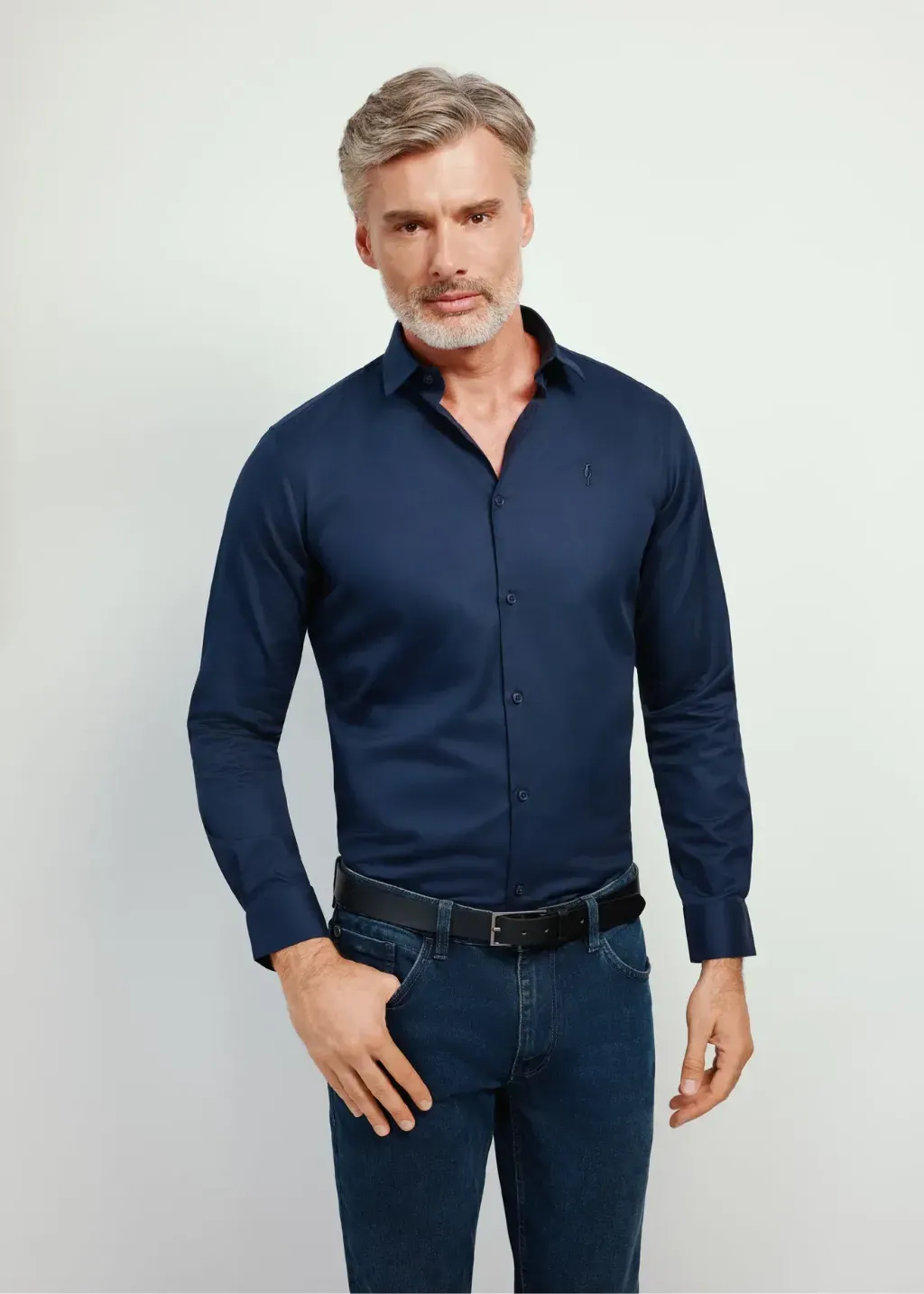 Granatowa koszula męska OCHNIK KOSMT-0335-69 (Z24) z bawełny