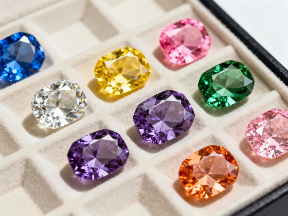 Colorful sapphires including a rare orange-pink padparadscha
