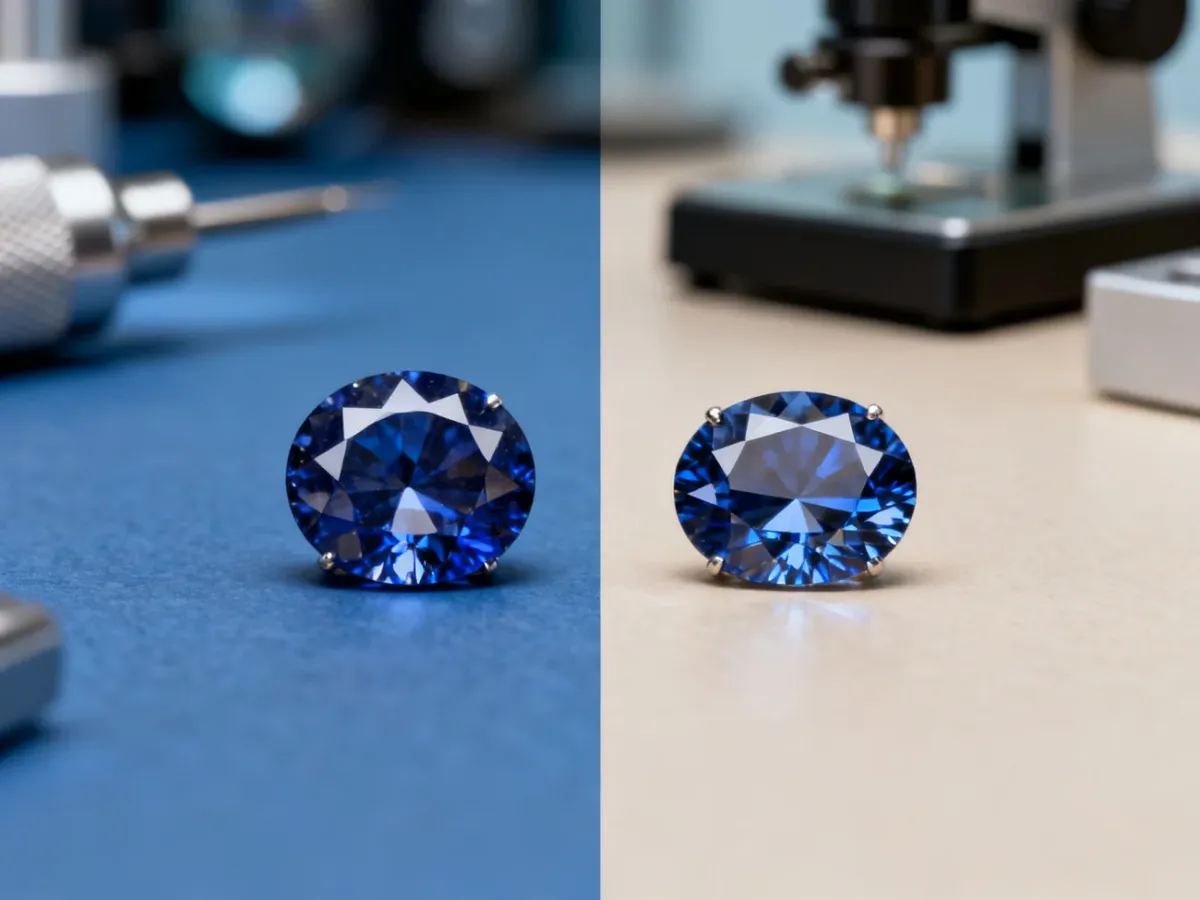 Natural and synthetic sapphires compared in a gemological setting